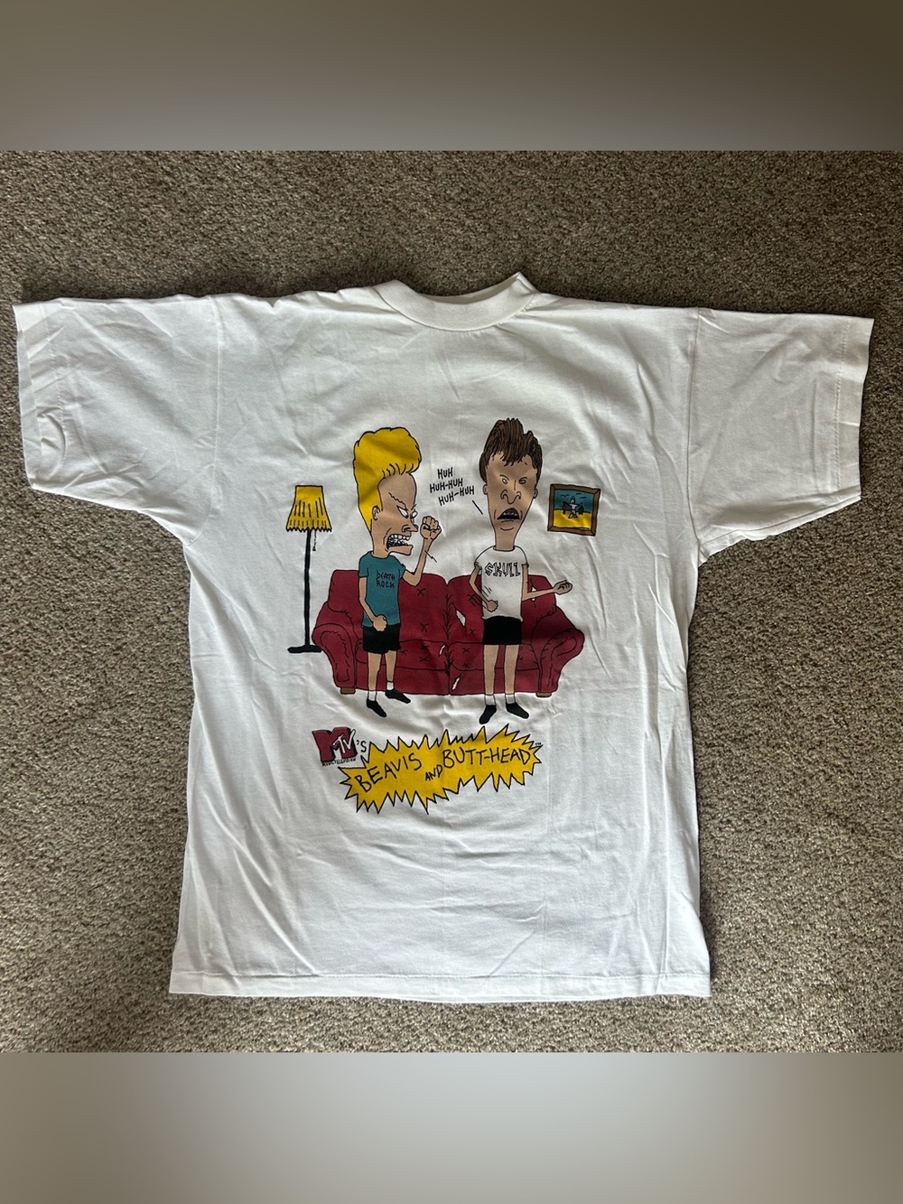 Vintage Beavis and Butt-Head 1993 Graphic Tee Shirt Size Large 90s New Main & Co